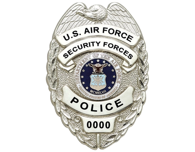 Silver security forces badge photo before conversion