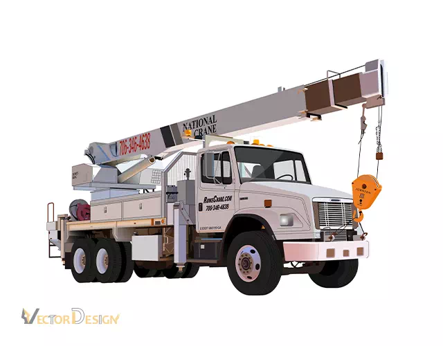 Same crane truck redrawn as a clean vector illustration