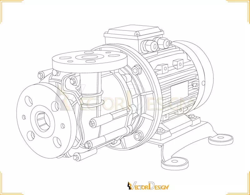 Hand-drawn vector line art of the pump