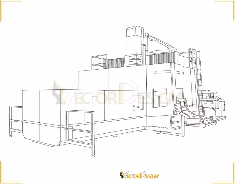 Hand-drawn vector line drawing of the machine