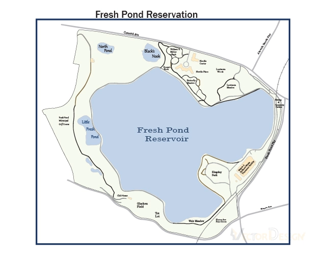 Park map redrawn as layered vector artwork