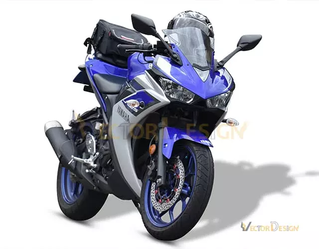 Motorcycle cut out on white with a natural ground shadow