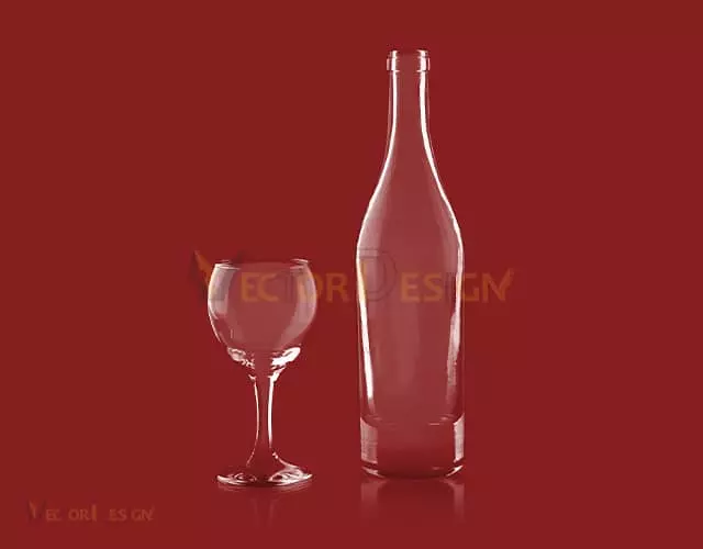 Same glassware masked onto a deep red backdrop with transparency kept