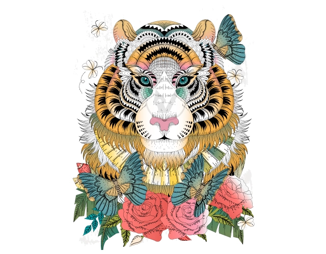 Tiger head redrawn as a detailed vector illustration