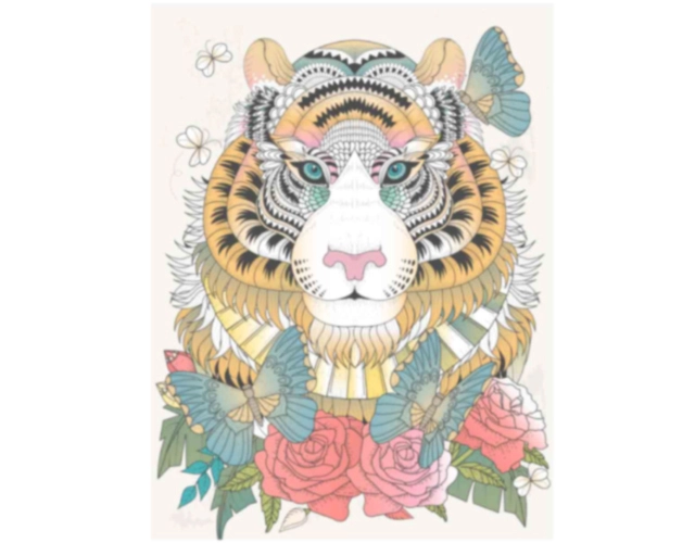 Reference artwork of a tiger head with flowers