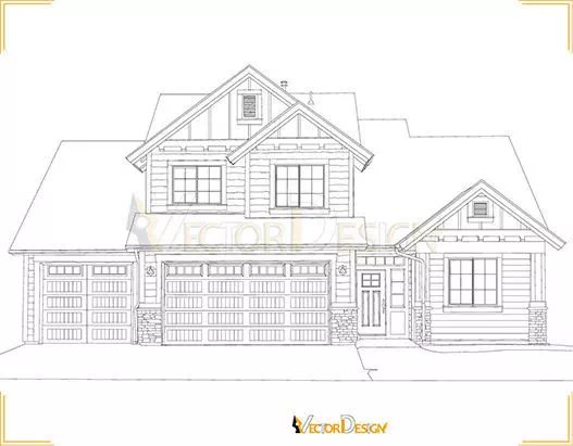 Suburban home photo to line art after editing