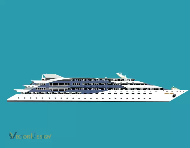 Yacht redrawn by hand as a flat-color vector illustration