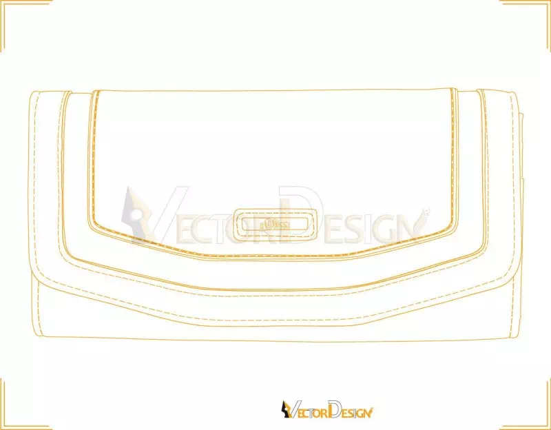 Same wallet redrawn as vector line art with stitching detail