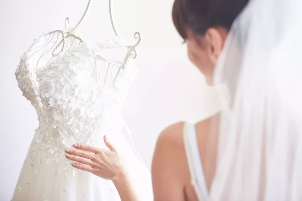 Admiring the Brides Dress
