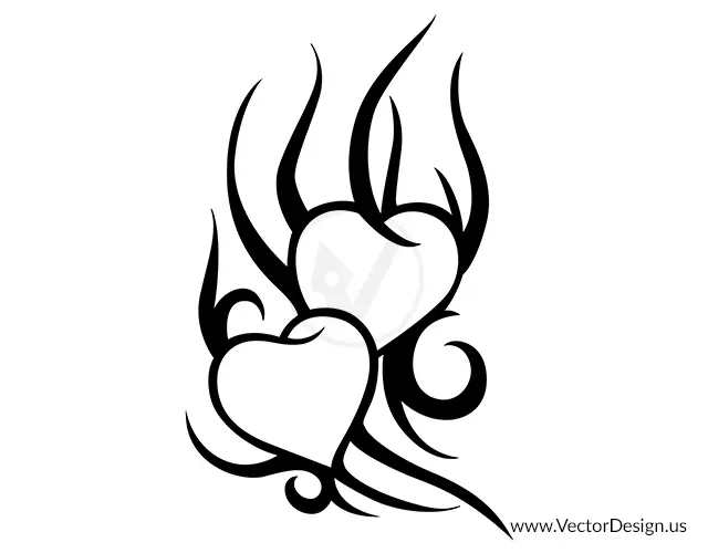 Heart design rebuilt as solid black vector shapes