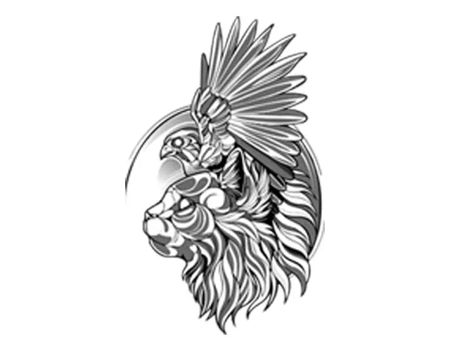 Lion head artwork supplied as a soft, low-resolution image