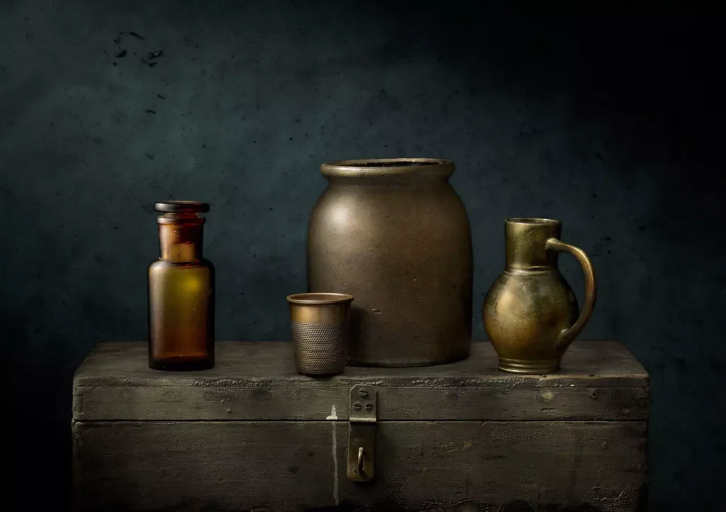 Harold Ross SLW_Crock_Glass_and_Brass_Vessels_PM