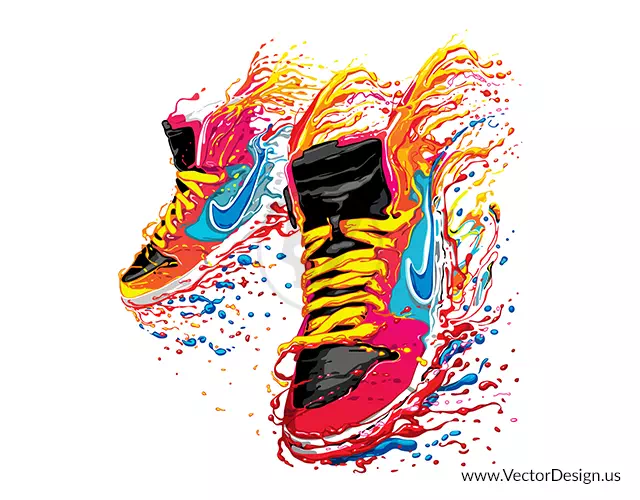Same sneaker artwork rebuilt as layered vector art