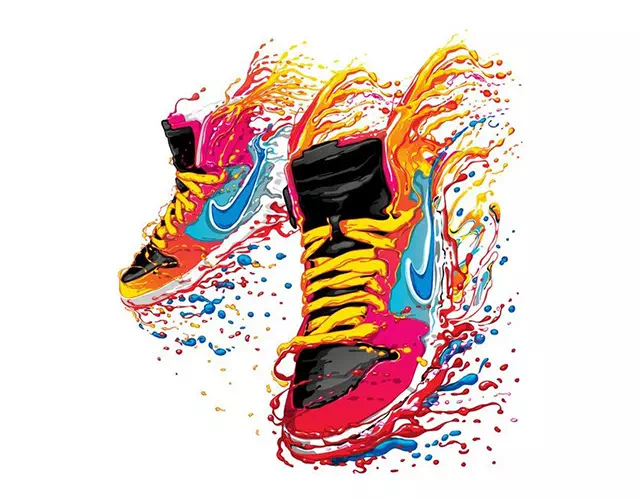 Flattened PDF artwork of painted sneakers