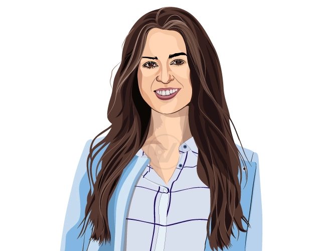 The same portrait redrawn as vector art