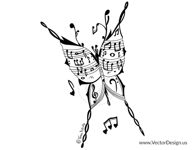 Butterfly artwork converted to clean black vector lines