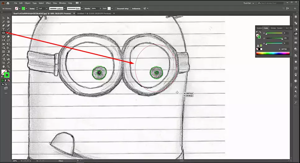 ellipse tool usage