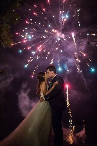 fireworks in the background
