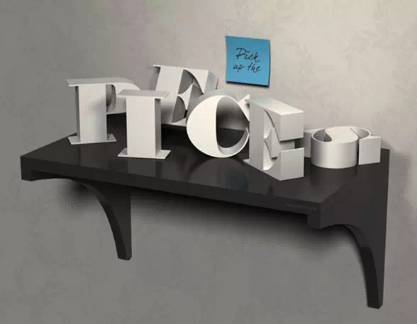 3D Letters on a Shelf Text Effect in Photoshop CC