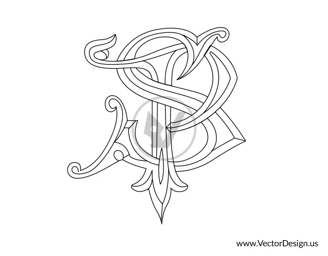 Ornamental monogram after editing
