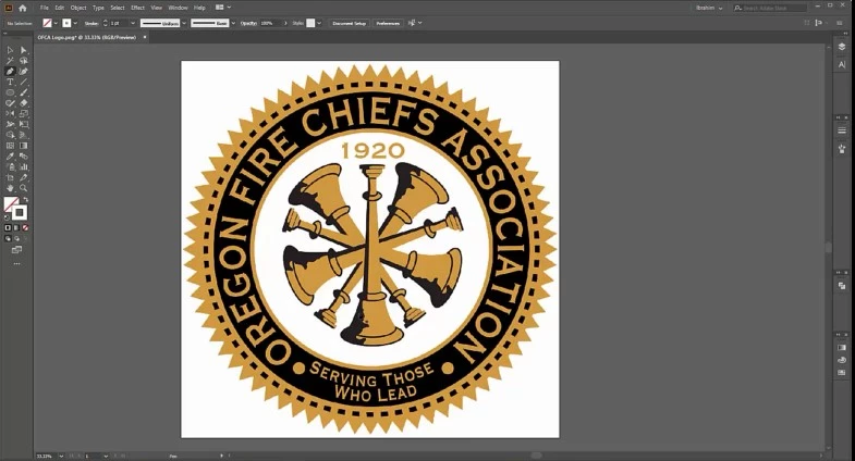 Low-resolution logo placed on the Illustrator artboard