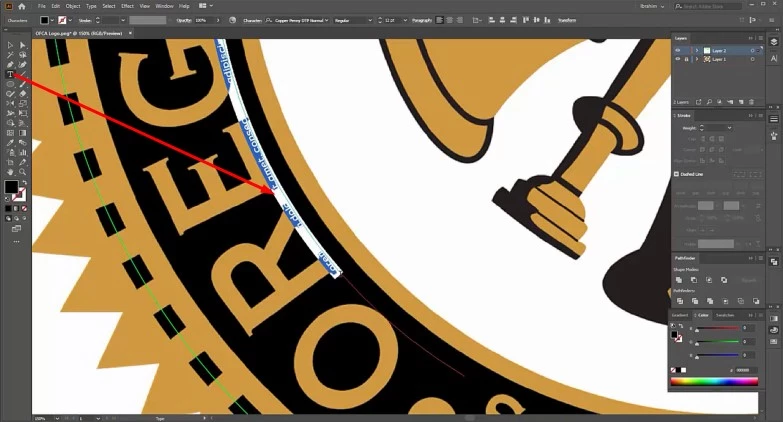 Adding logo text with the Type tool in Illustrator