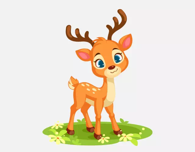 Cartoon fawn character drawn in vector