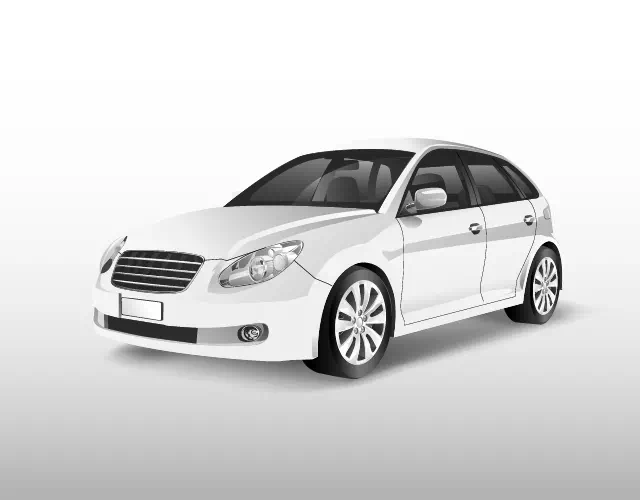 White hatchback edited on a clean background