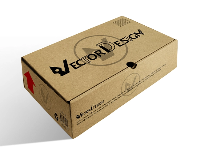 Kraft paperboard shipping box with printed logo