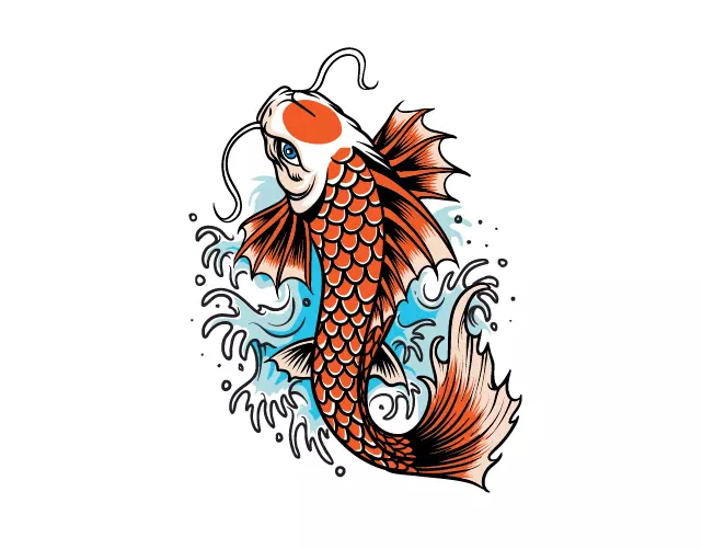 Traditional style koi fish tattoo design as vector art
