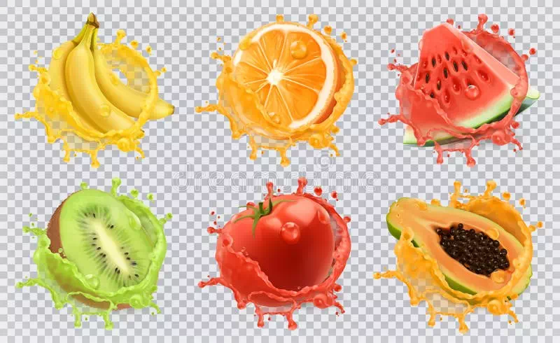 Juicy Fruits Watersplashes Icon Vector - Vector Design US, Inc.