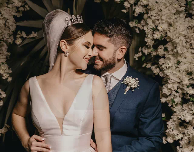 Retouched wedding portrait of a bride and groom
