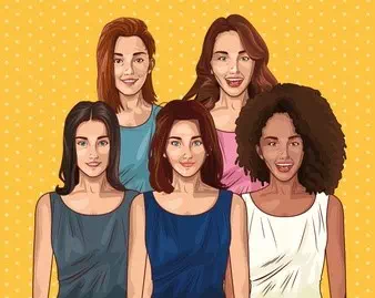 Young Friends Women Cartoon Style - Vector Design US, Inc.