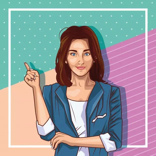 Young Girl Pointing Out - Vector Design US, Inc.