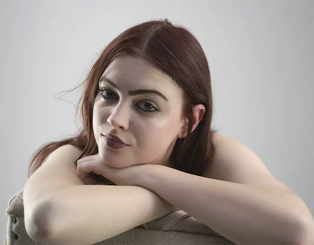 Model portrait before color correction and retouching