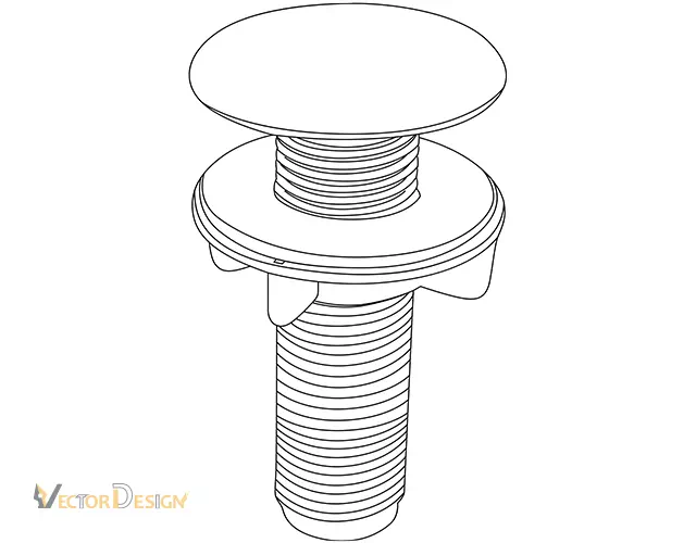 Drain fitting redrawn as a vector line drawing for DXF export