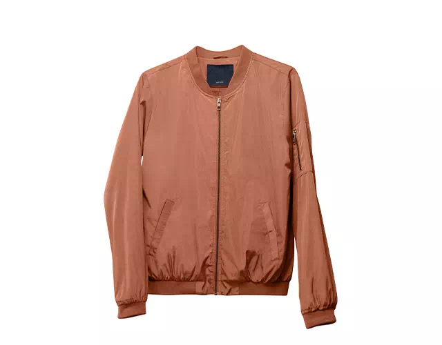 Bomber jacket with hand and clip removed on white