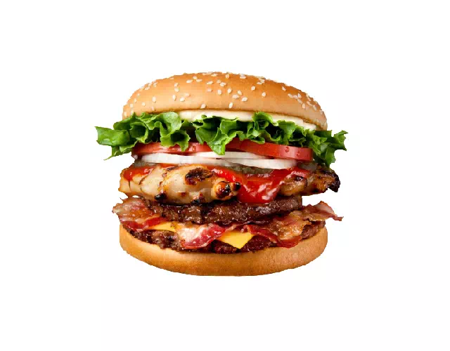 Burger cut out on a clean white background