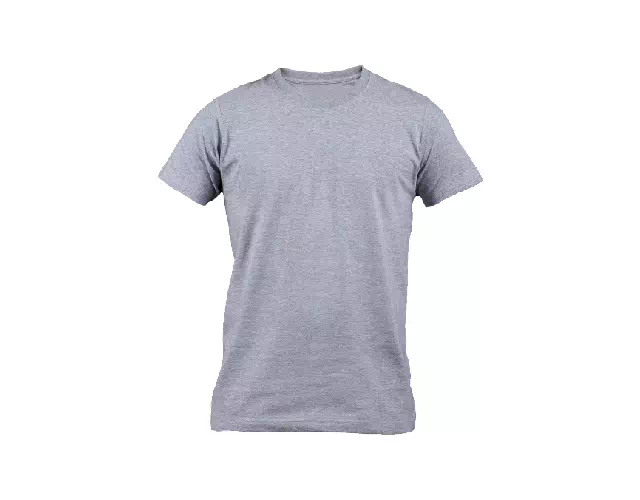 Gray T-shirt edited onto a pure white background