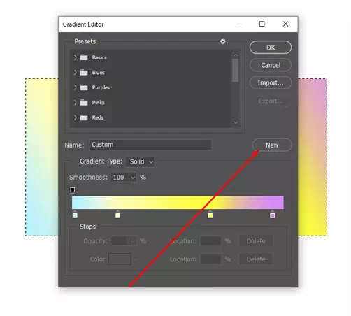 Create a new gradient preset from your custom gradient