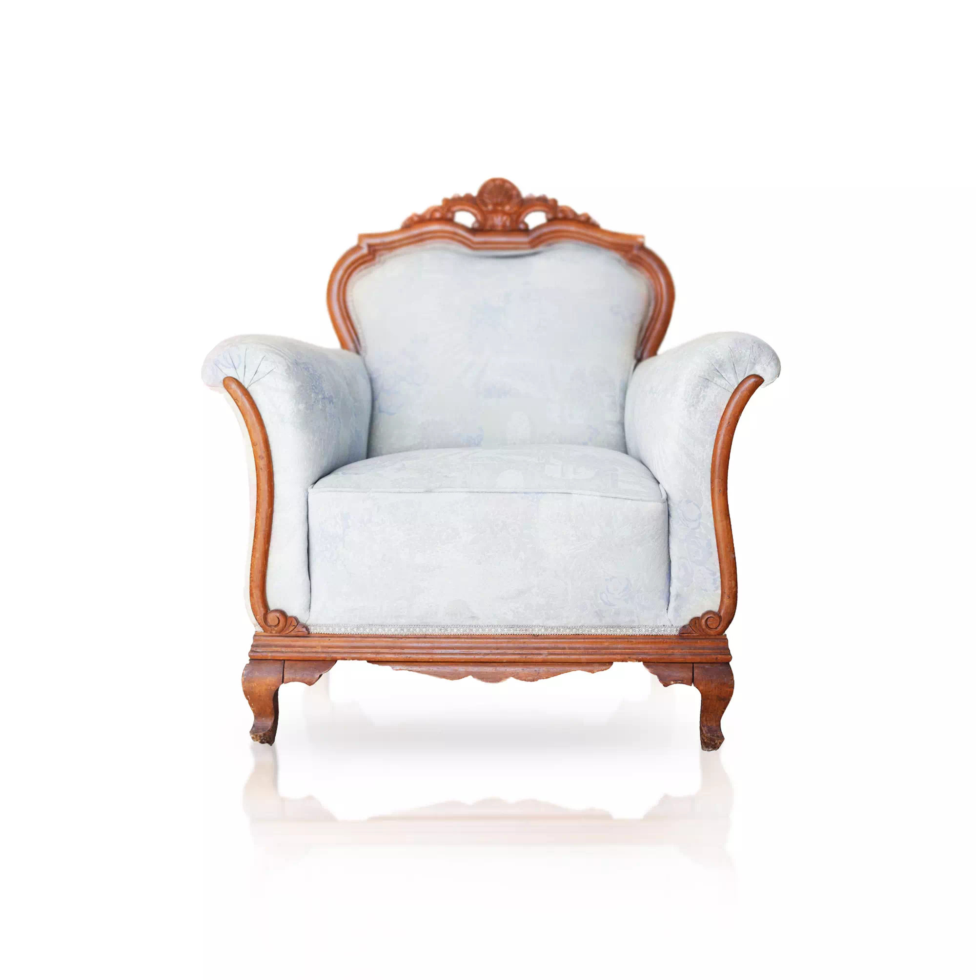Upholstered armchair edited on a light background
