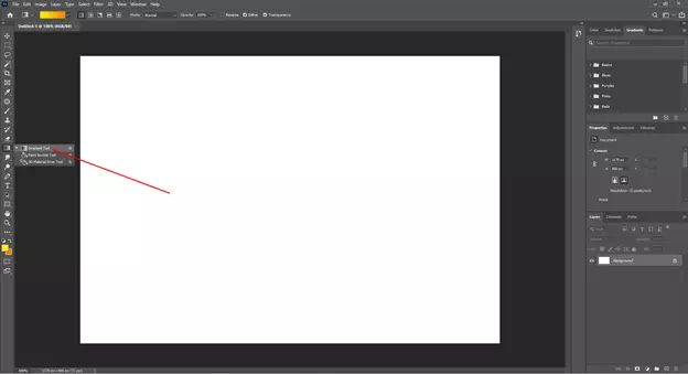 Select the gradient tool from the left toolbar