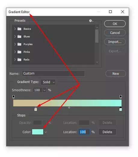 Use the color picker to change the color from gradient editor