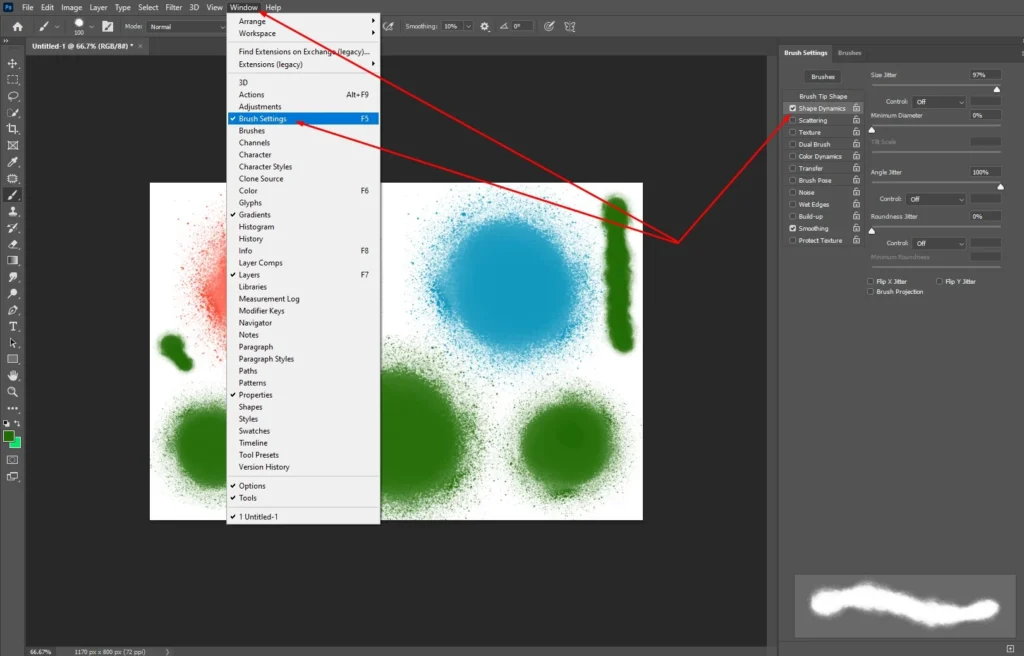 brush setting