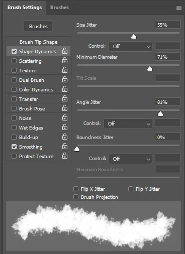 Brush setting