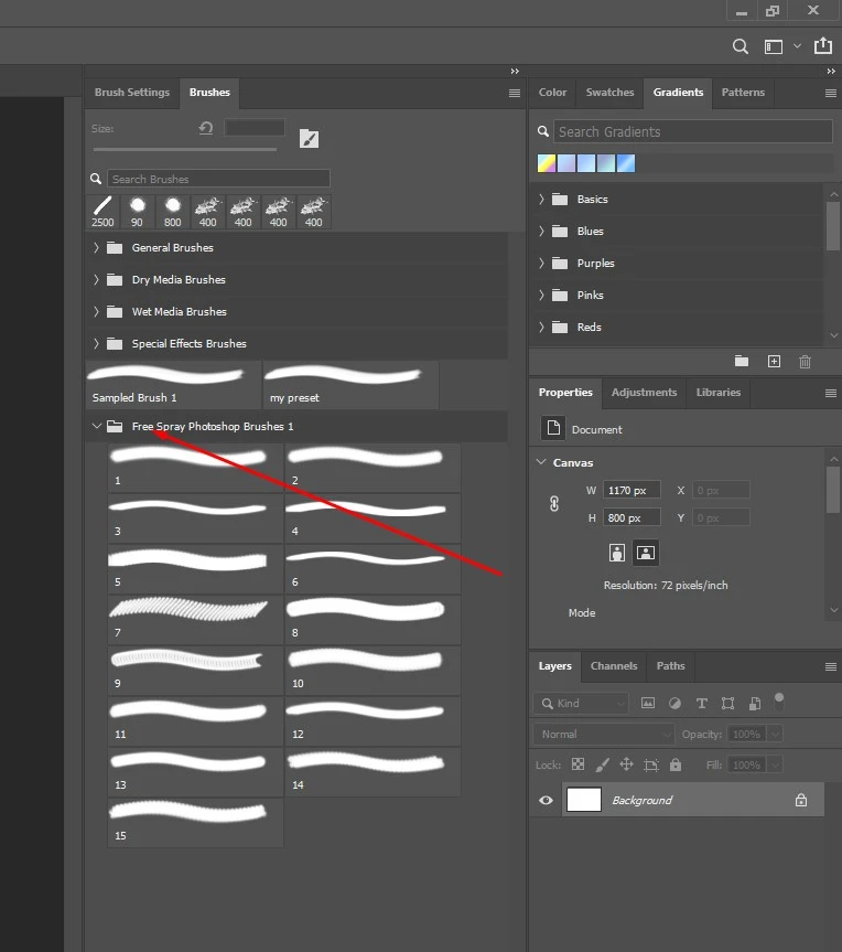 brush setting panel