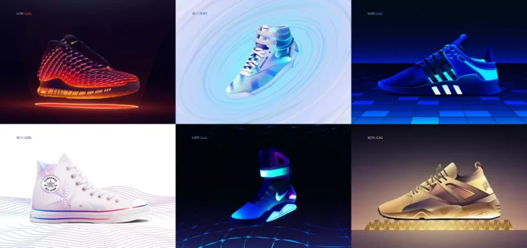 Vector artworks in neon color schemes
