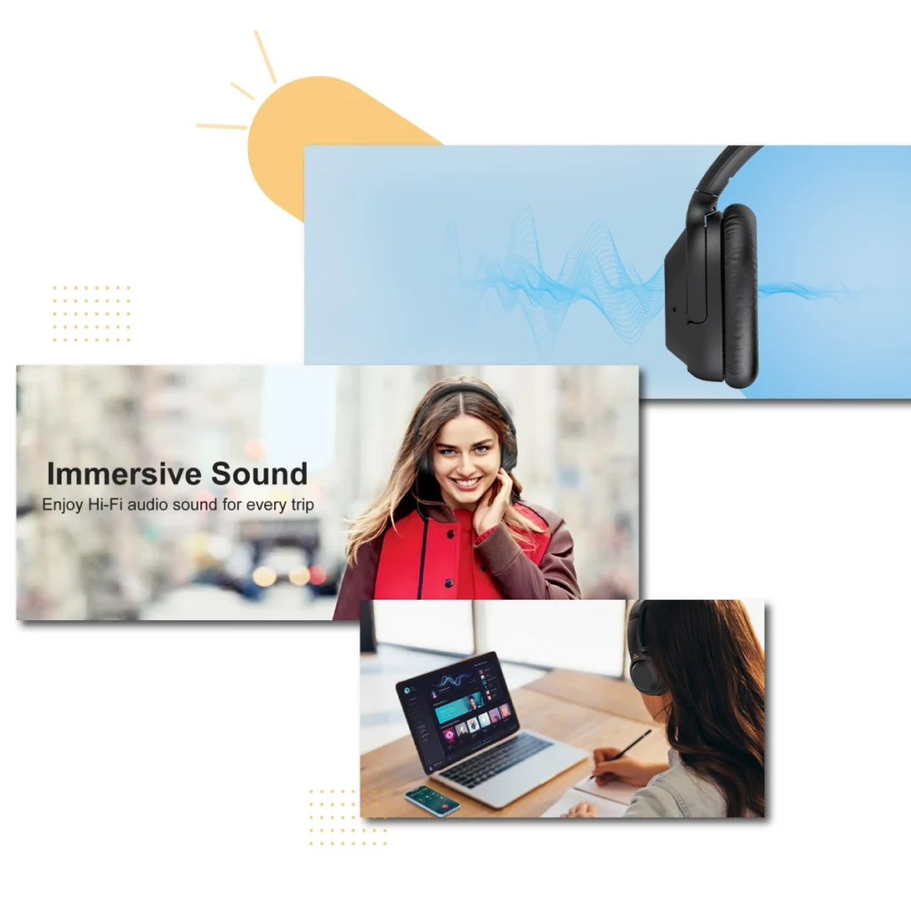 Headphone lifestyle images showing the product in use