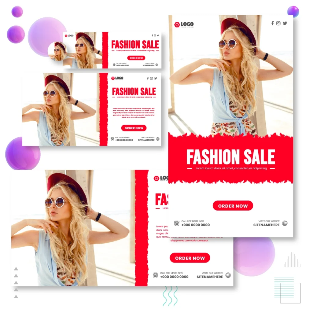 Fashion sale Facebook graphics in several sizes