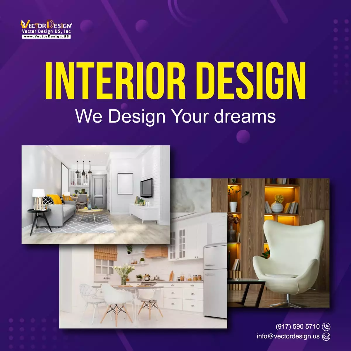 Square LinkedIn post design for an interior design firm
